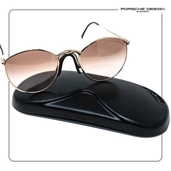 Porsche Design Gold Frame Sunglasses w Leather Nose Pad - Picture 3 of 6